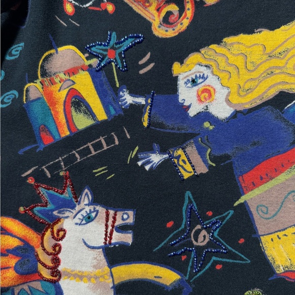 VTG Chicos Long Sleeve Top Women’s Size Small Art To Wear Fairy mythical Y2K - Picture 7 of 8